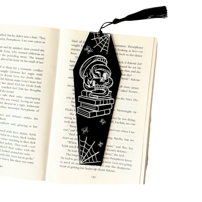 Skull and Books Coffin Bookmark - Heatwave Books