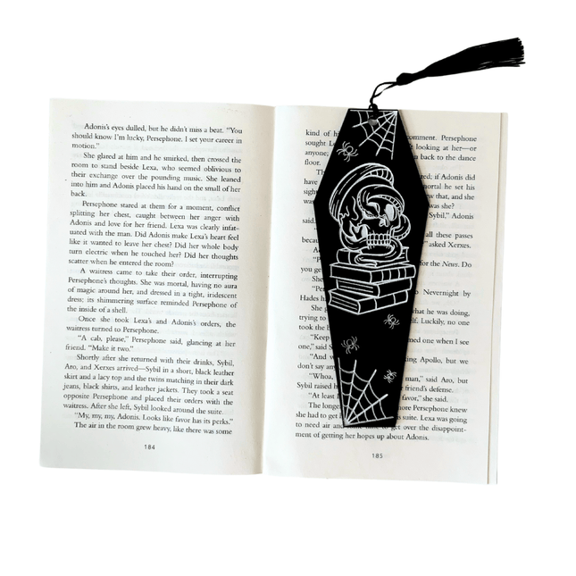 Skull and Books Coffin Bookmark - Heatwave Books