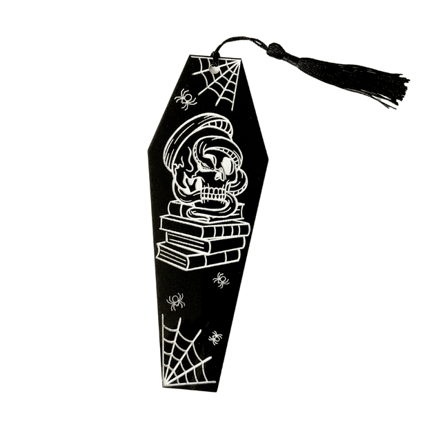 Skull and Books Coffin Bookmark - Heatwave Books