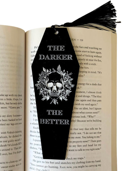 The Darker The Better Coffin Bookmark with Black Tassel - Heatwave Books
