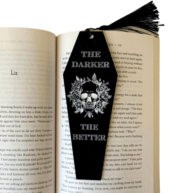 The Darker The Better Coffin Bookmark with Black Tassel - Heatwave Books