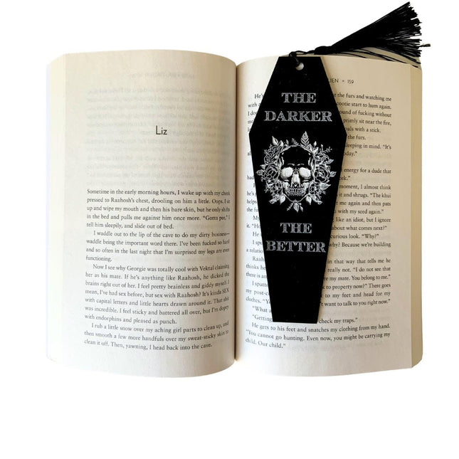 The Darker The Better Coffin Bookmark with Black Tassel - Heatwave Books
