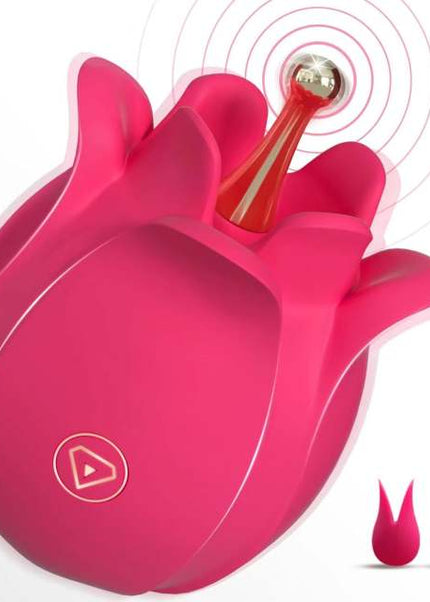 Magenta Interchangeable Tips Rose Vibrator