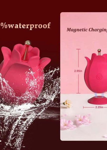 Magenta Interchangeable Tips Rose Vibrator