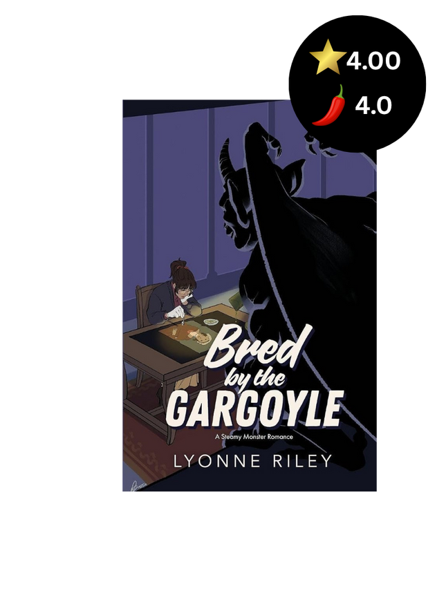 Book cover of 'Bred by the Gargoyle' by Lyonne Riley with a rating icon on a white background