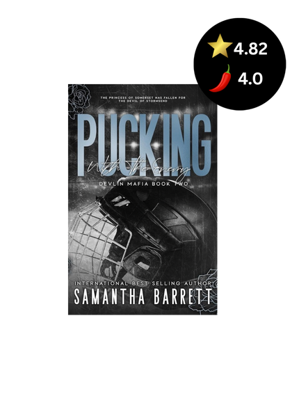 Book cover of 'Pucking' by Samantha Barrett with a rating icon and score on a white background