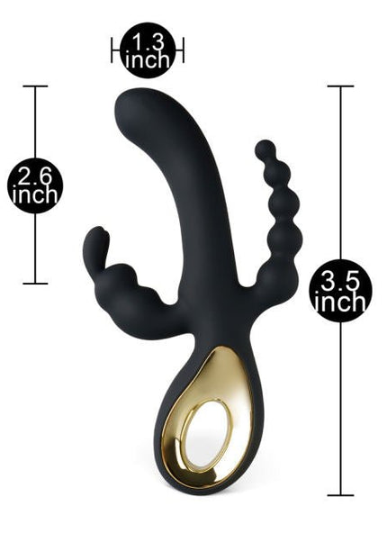 Black 3 in 1 Vibrator - Heatwave Books
