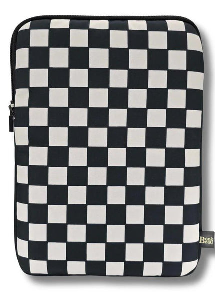 Black and White Checkered Book Sleeve - Book Beau