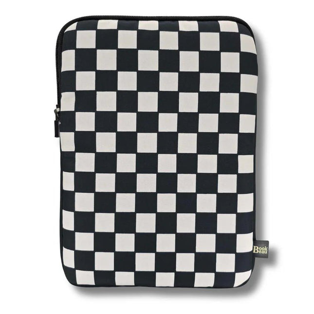 Black and White Checkered Book Sleeve - Book Beau