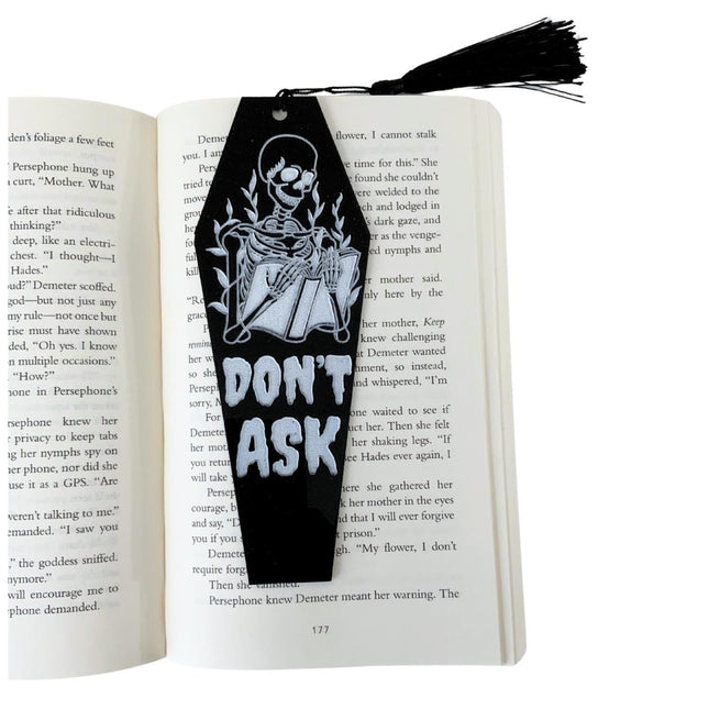 Don't Ask Coffin Acrylic Bookmark with Black Tassel - Heatwave Books