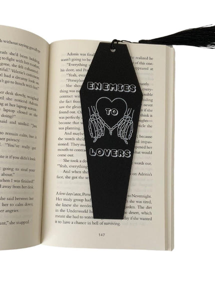 Enemies to Lovers Coffin Bookmark with Black Tassel - Heatwave Books