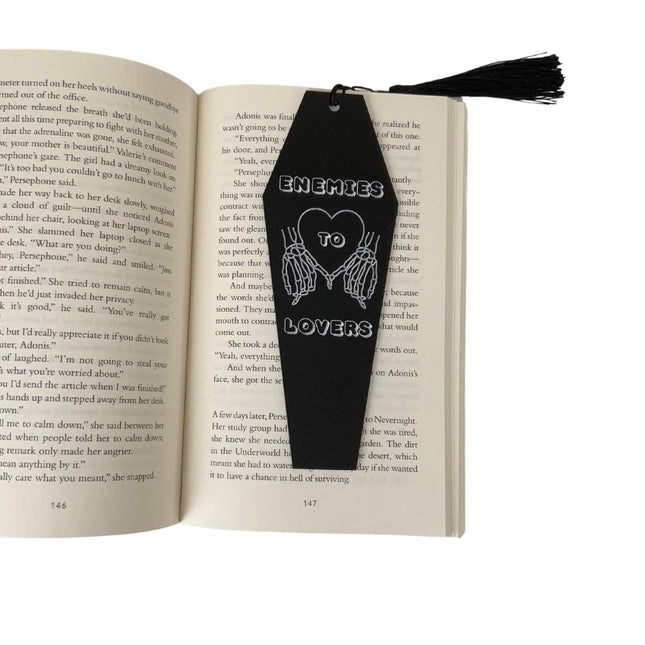 Enemies to Lovers Coffin Bookmark with Black Tassel - Heatwave Books