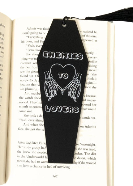 Enemies to Lovers Coffin Bookmark with Black Tassel - Heatwave Books