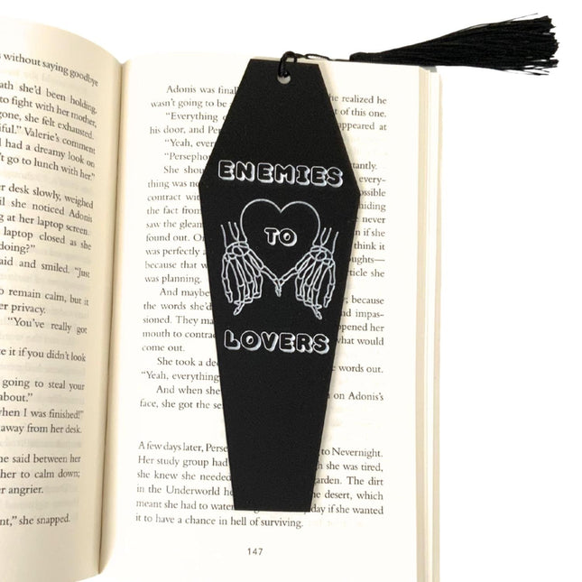 Enemies to Lovers Coffin Bookmark with Black Tassel - Heatwave Books