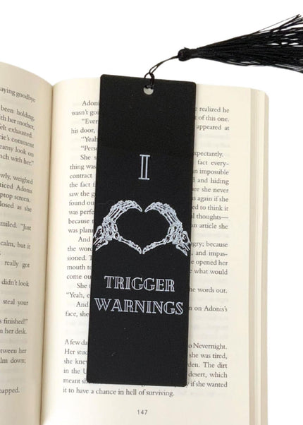 I Heart Trigger Warnings Bookmark with Black Tassel - Heatwave Books