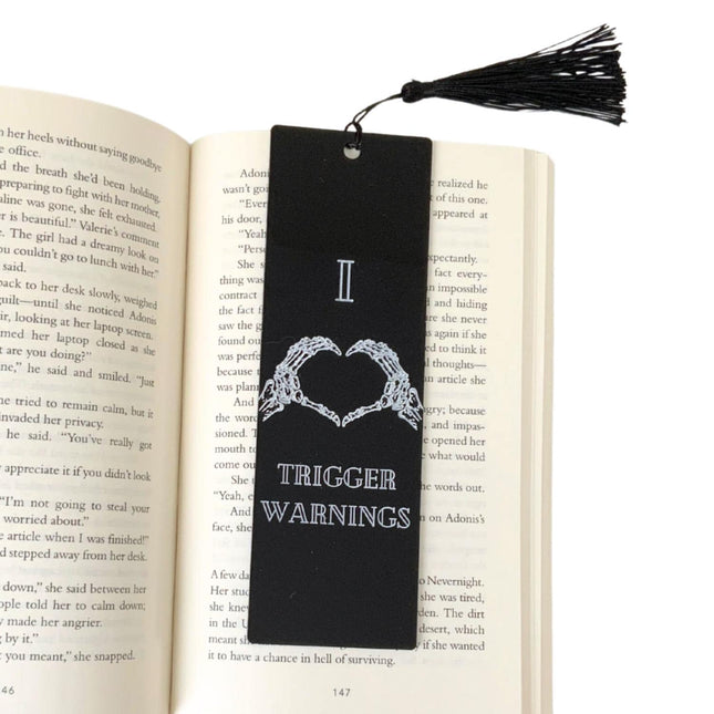 I Heart Trigger Warnings Bookmark with Black Tassel - Heatwave Books