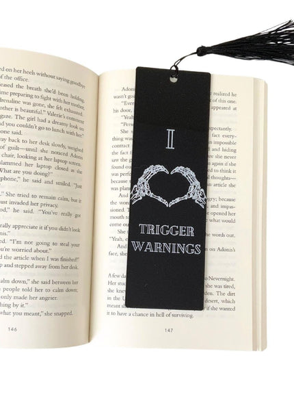I Heart Trigger Warnings Bookmark with Black Tassel - Heatwave Books