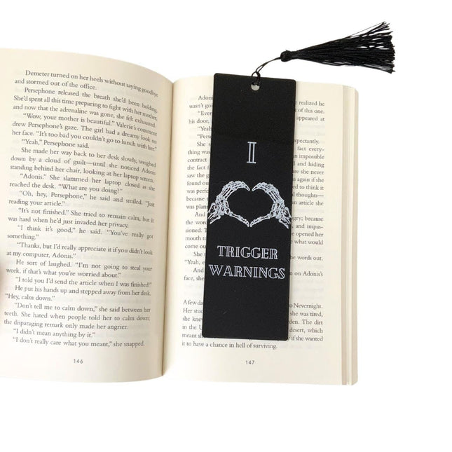I Heart Trigger Warnings Bookmark with Black Tassel - Heatwave Books