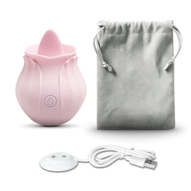Light Pink Tongue Rose Vibrator - Heatwave Books