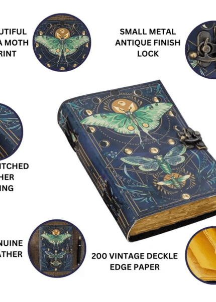 Luna Moth Leather Vintage Journal - RK Handicrafts