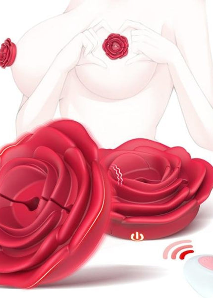 Rose Vibrating Nipple Clamps - Remote Controlled - Heatwave Books