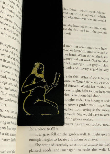 Sexy Plus Size Woman Reading Engraved Acrylic Bookmark - Heatwave Books