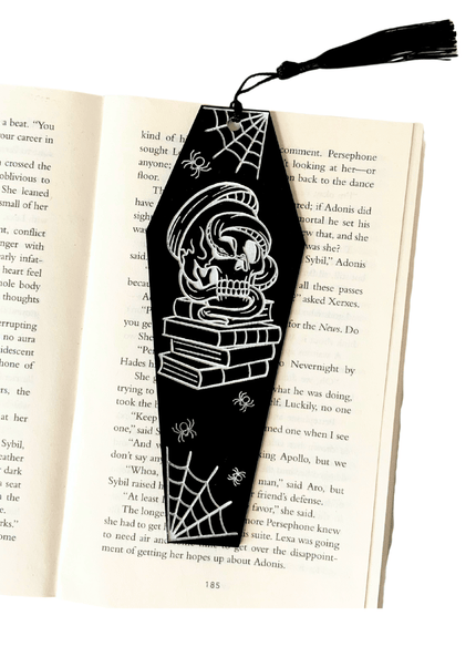 Skull and Books Coffin Bookmark - Heatwave Books