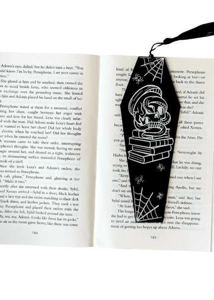 Skull and Books Coffin Bookmark - Heatwave Books