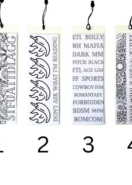 Spicy Romance Coloring Bookmarks with Black Tassel - Choose 4 - Heatwave Books