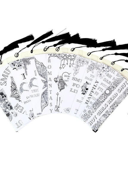 Spicy Romance Coloring Bookmarks with Black Tassel - Choose 4 - Heatwave Books