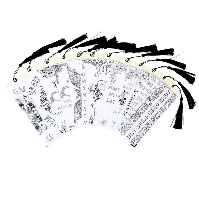 Spicy Romance Coloring Bookmarks with Black Tassel - Choose 4 - Heatwave Books